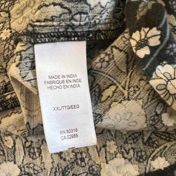 Lucky Brand Long Sleeve Peasant Blouse black and white Sz 2xl - Picture 8 of 10